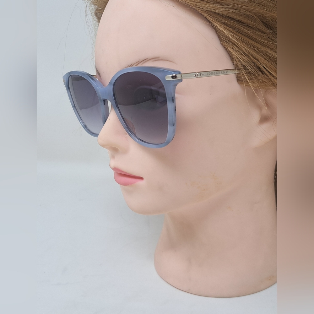Longchamp Women's Sunglasses Marble Blue Gradient Square LO660S 421 54-17-140 - Picture 5 of 16